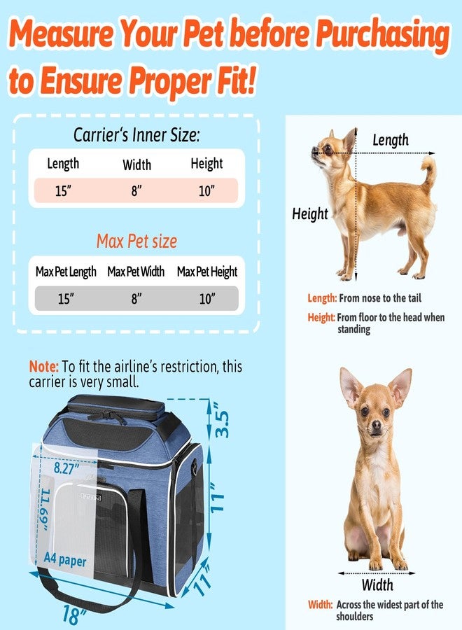 Petskd Top-Expandable Pet Carrier 18x11x11 Inches Delta American United Airline Approved, Soft-Sided Carrier for Small Cats and Dogs with Locking Safety Zippers and Anti-Scratch Mesh(Blue) - Image 3